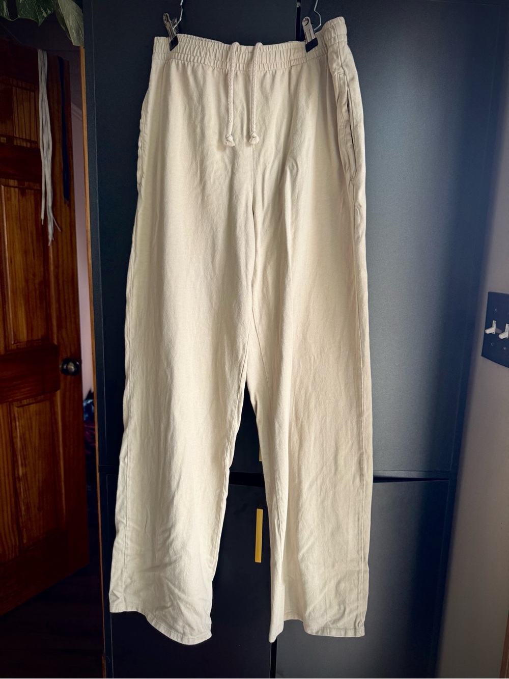 SKIMS Cotton Jersey Wide Leg Pants Marble Cream XS